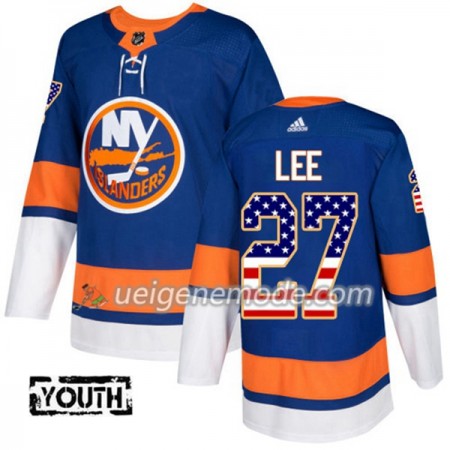 Kinder Eishockey New York Islanders Trikot Anders Lee 27 Adidas 2017-2018 Blue USA Flag Fashion Authentic
